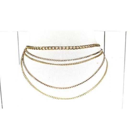 Gold metal rhinestone chain layered hanging belt - Picture 3 of 5